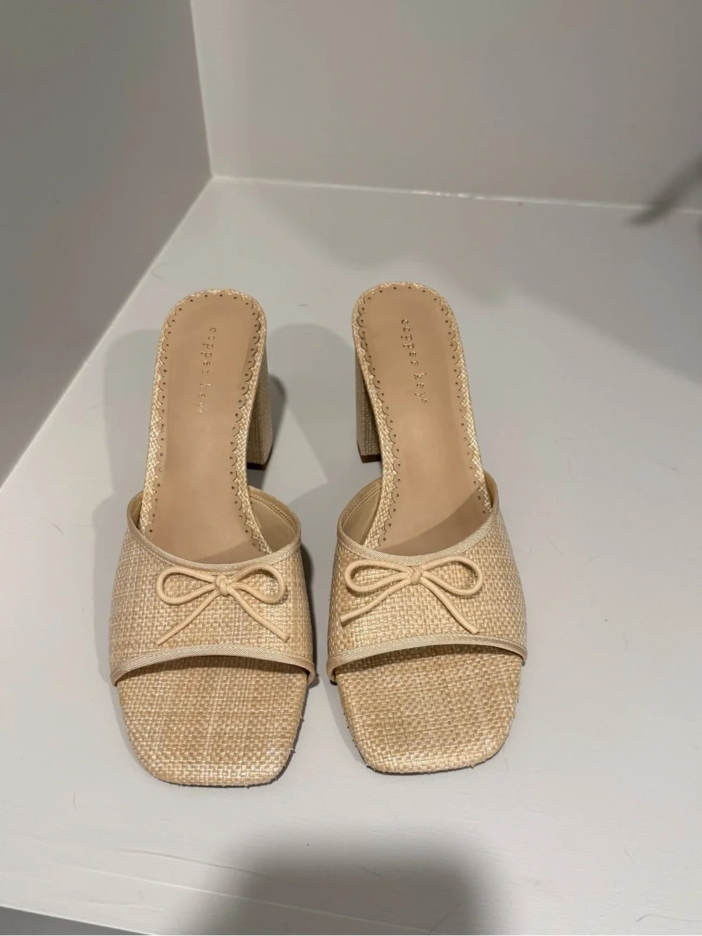Cape Raffia Bow Detail Dress Slide Sandals